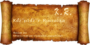 Káplár Ruszalka névjegykártya